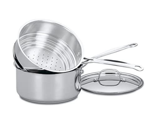 Cuisinart 77-35CG Chef's Classic Brushed Stainless 3-Piece 3-Quart Steamer Set with Pan