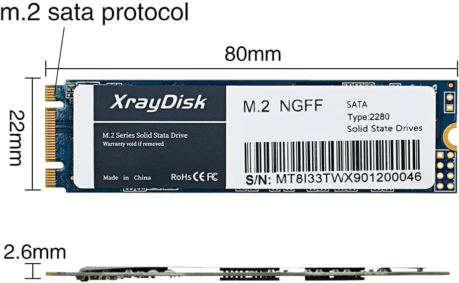 XrayDisk 1TB SSD with SLC Cache 3D NAND TLC M.2 2280 SATA III 6Gb/s Internal Solid State Drive SSD (Read/Write Speed up to 530/480 MB/s) 1000GB Compatible with Laptop & PC Desktop (1TB, A-Black) Pack of 2