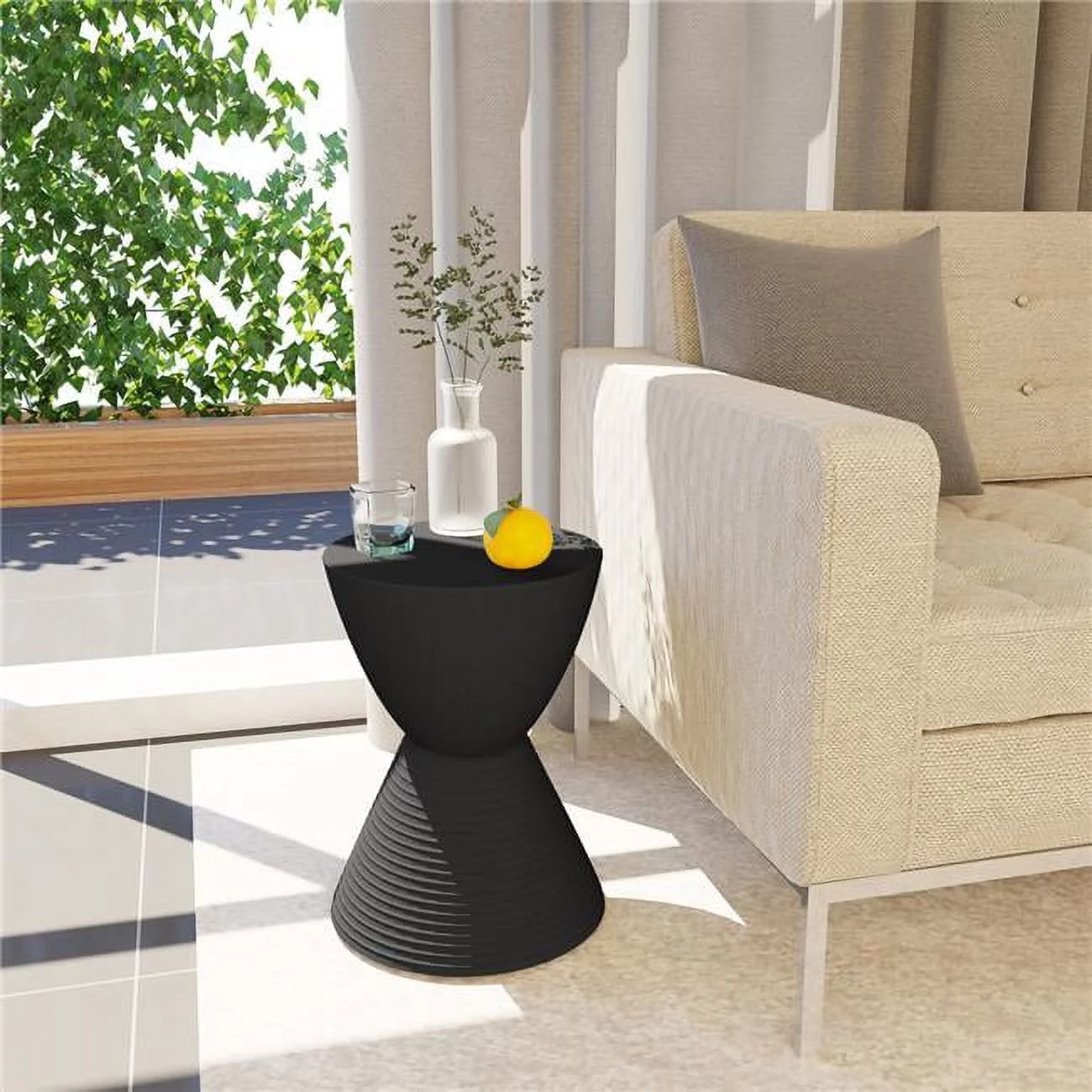 16.75 in. Modern Round Boyd Side Table, Black