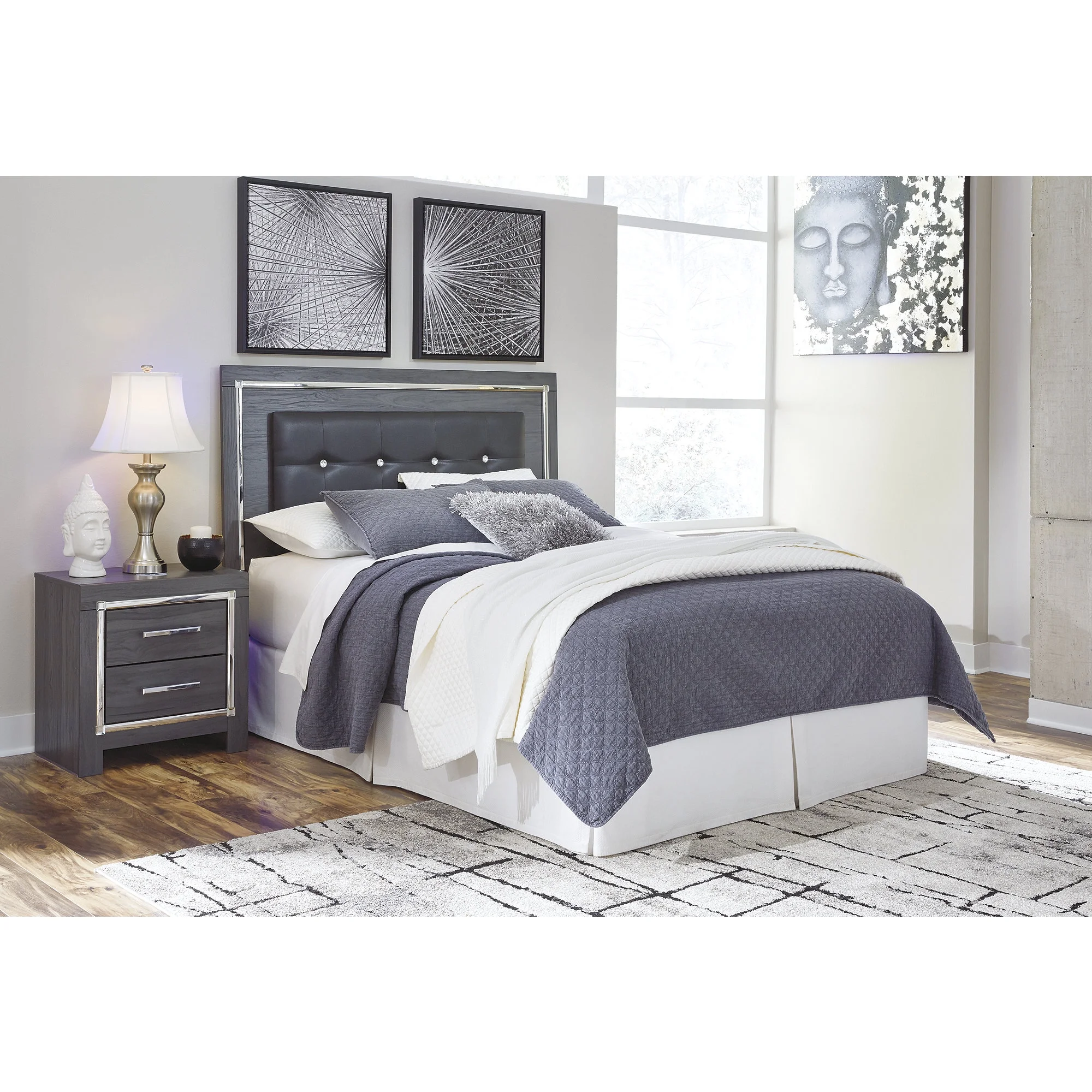 Signature Design by Ashley Lodanna Queen Upholstered Panel Headboard Gray (Headboard Only)