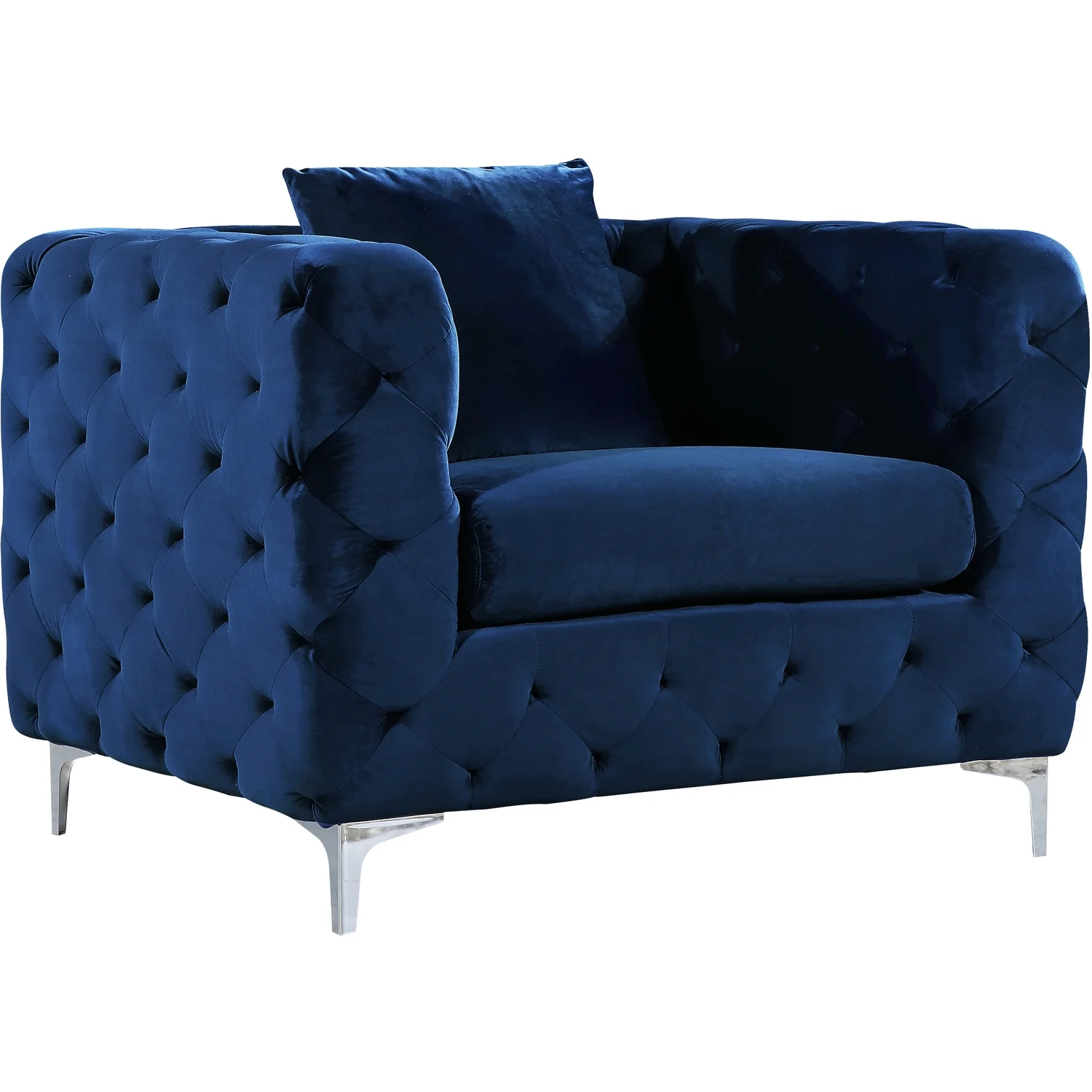 Homestock Boho Beauty Navy Velvet Chair