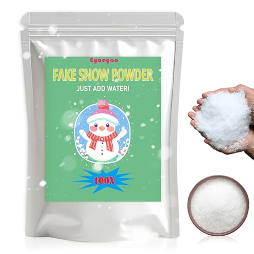 Fake Snow Powder, Artificial Snow, Christmas Snow, Faux Snow, Make Fluffy Snow In Seconds, Instant Snow Powder - Add Water Grows To 100x, Great For Slime Diy Arts & Crafts Snow Decoration (16 Ounces)