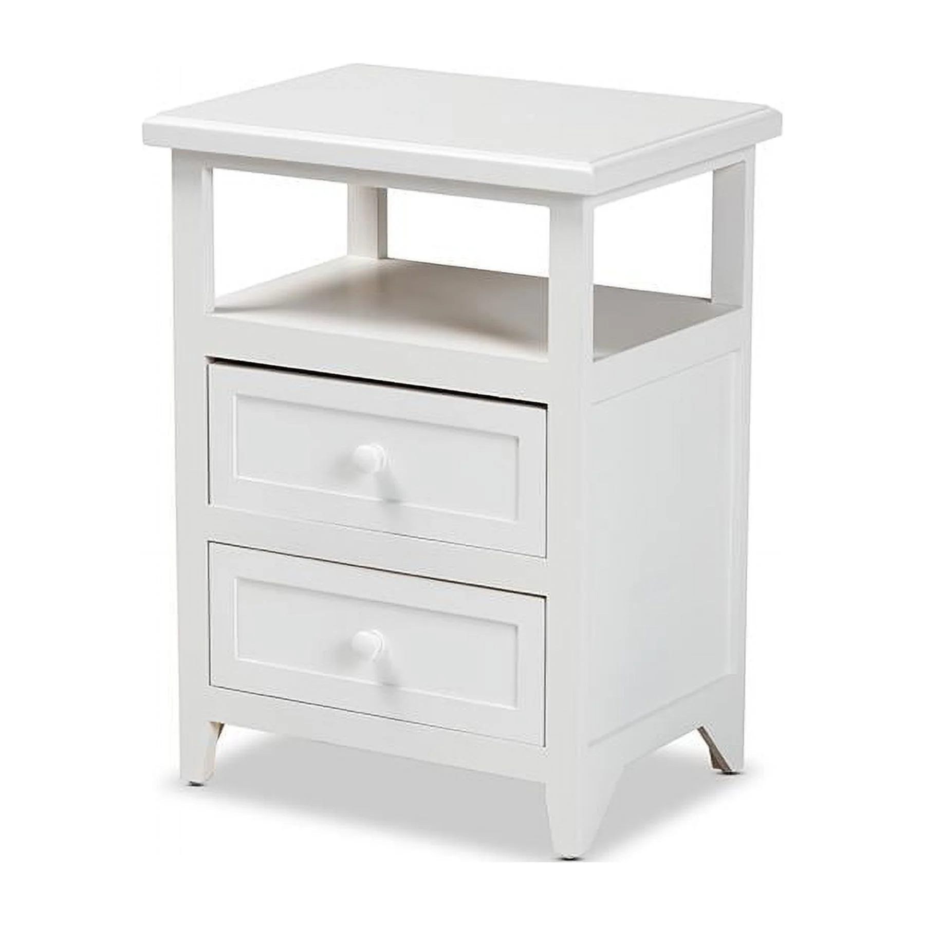 Baxton Studio Karsen Modern and Contemporary White Finished Wood 2-Drawer Nightstand,Wholesale Interiors