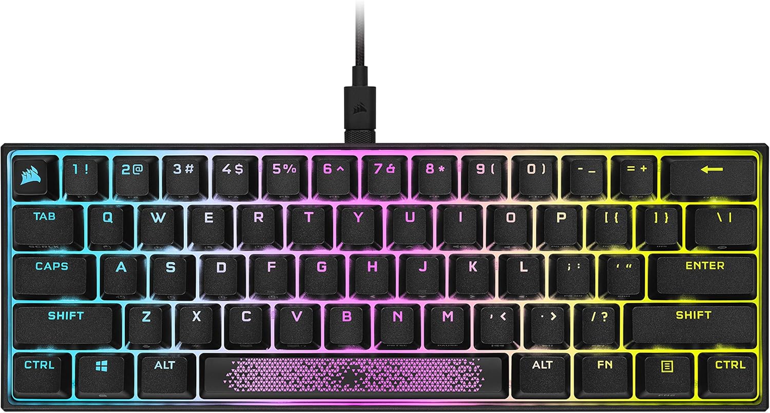 CORSAIR K65 RGB MINI 60% Mechanical Gaming Keyboard - Customizable Per-Key RGB Backlighting - CHERRY MX Red Mechanical Keyswitches - Detachable USB Type-C Cable - AXON Hyper-Processing Technology