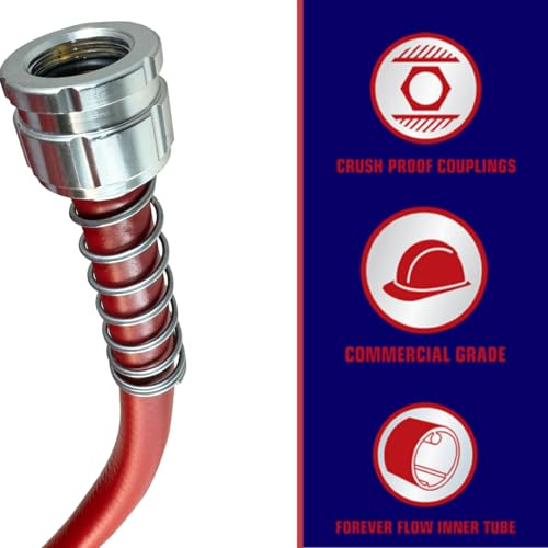Flexon FA58100CN Farm and Ranch Garden Hose, 100 ft, Red
