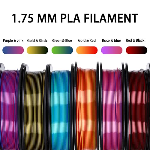 Rainbow 3D PLA Printer Filament 1.75 mm, Matte 3 D PLA Printing Print Filament +/-0.03mm, 1kg/2.2lbs