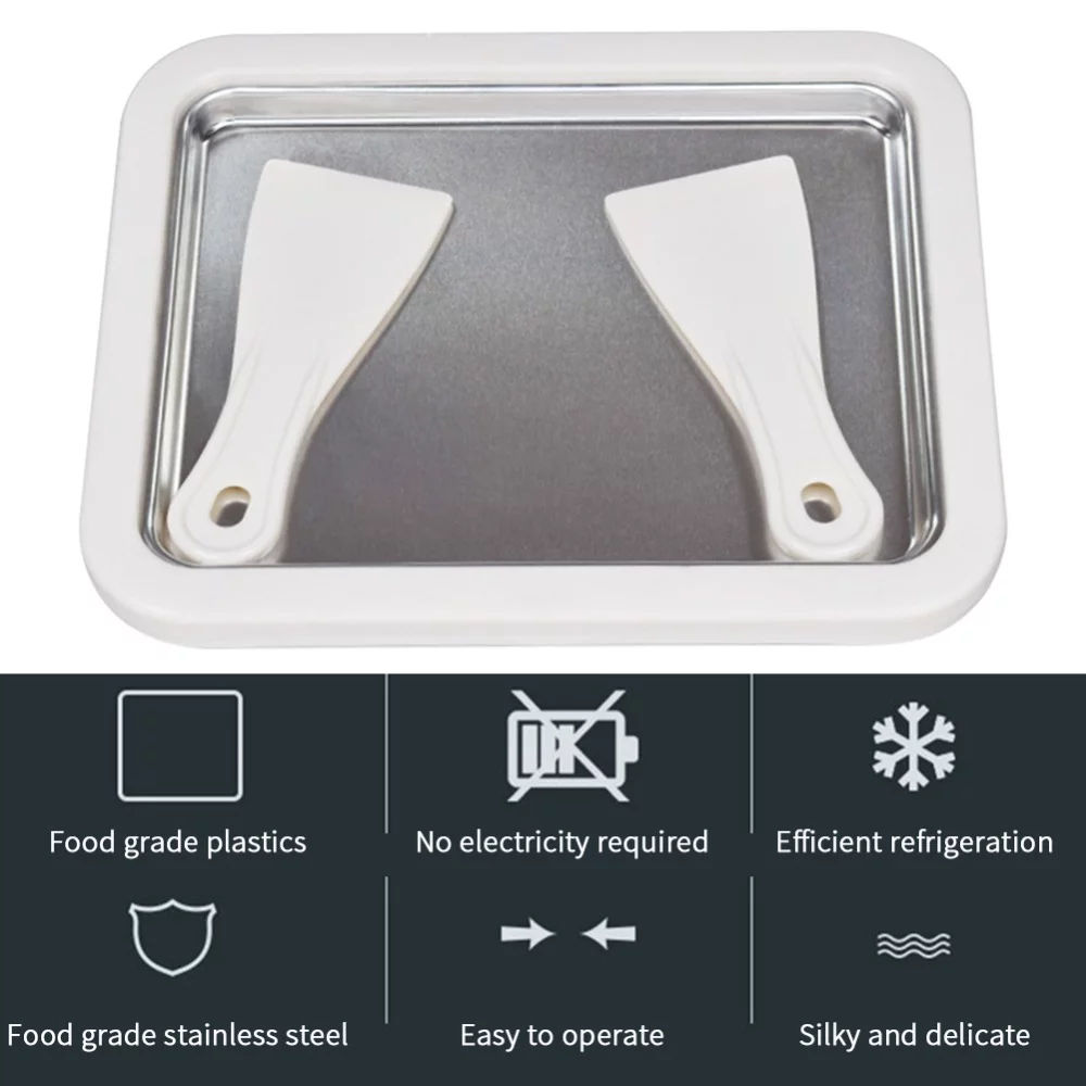 Useful Household 2 Spatulas Rolled Ice Cream Ice Cream Maker Yogurt Frozen Fry Ice Plate Mini Yogurts Machine