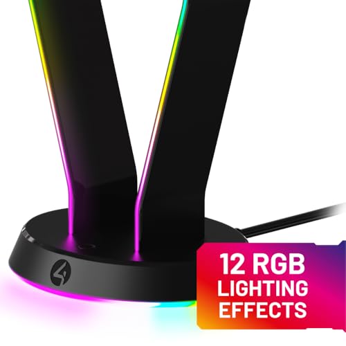 4Gamers Light Up Headset & Stand Bundle - Compatible with Gaming Consoles, PC, Mobile and Tablet