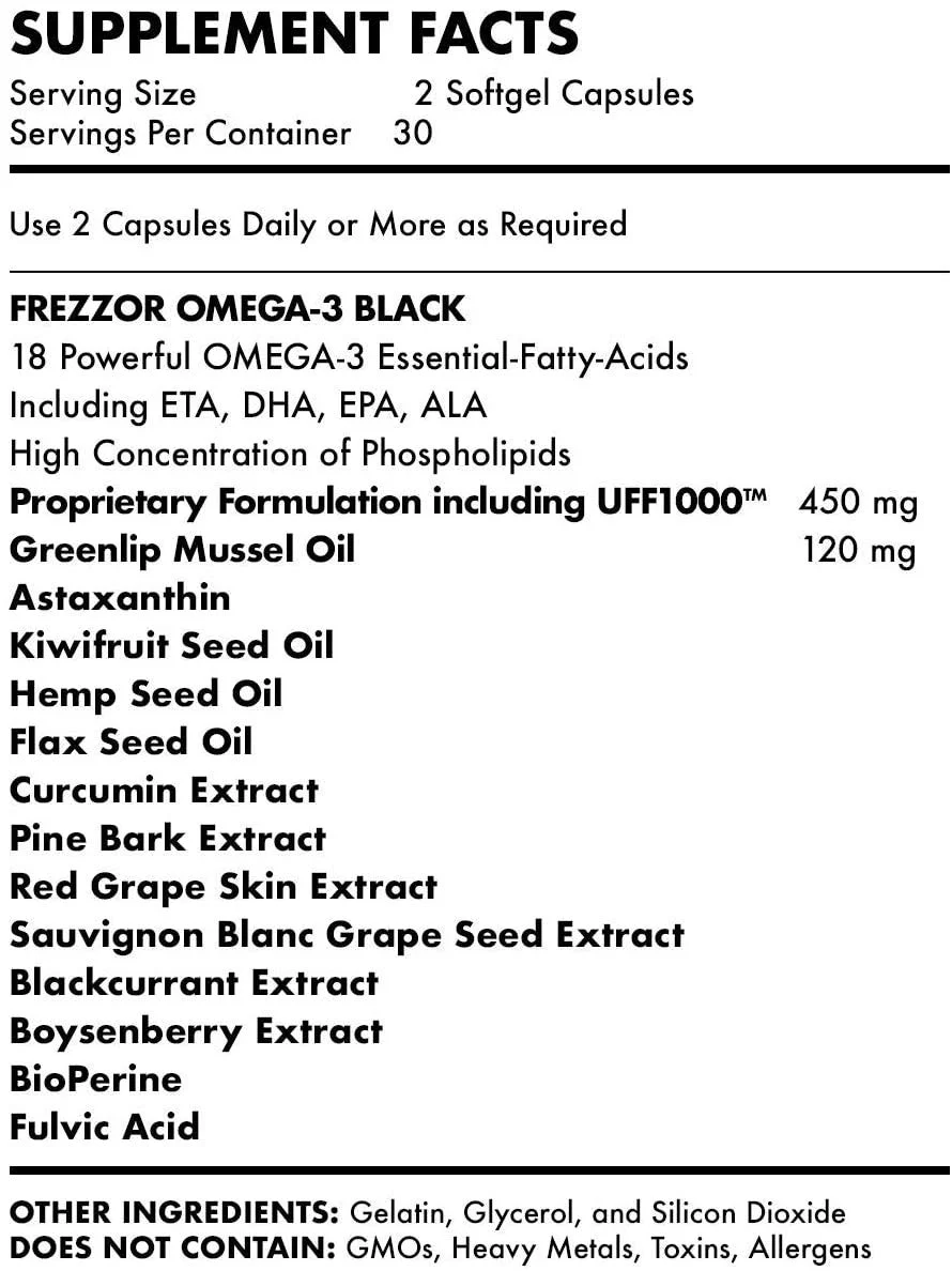 FREZZOR Mineral-Rich Flaky Sea Salt Combo-Pack with Omega-3 Black, 1 Jar, 60 Capsules