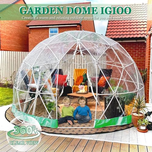 Garden Dome Igloo 12FT Clear Bubble Tent Outdoor for Garden, Weather Proof Pod Camping Patio Igloo Tent for Backyard Canopy Gazebos Screen House Room Lean to Greenhouse