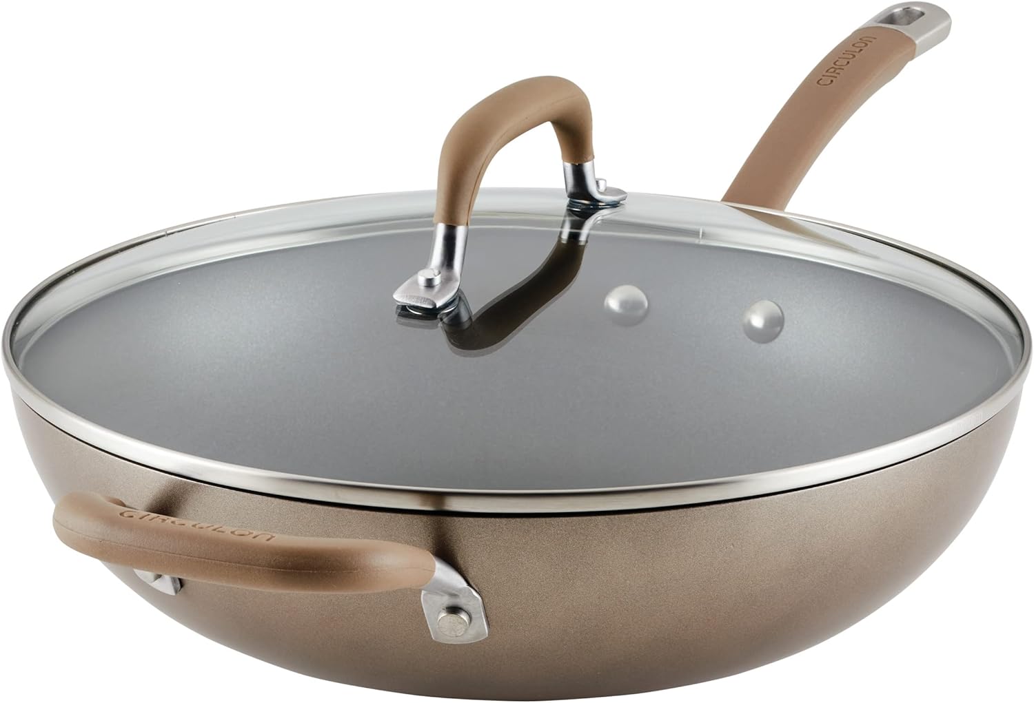 Circulon Premier Professional Hard Anodized Nonstick Jumbo Cooker with Helper Handle and Lid, 12 Inch, Bronze