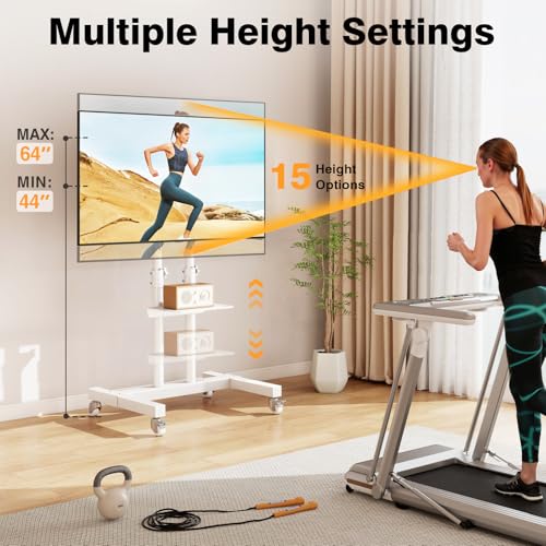 TAVR Furniture Mobile TV Stand Rolling TV Cart Floor Stand with Mount on Lockable Wheels Height Adjustable for 32-83 Inch TV Stand Flat Screen or Curved TVs Monitors Display Trolley Loading 110 lbs