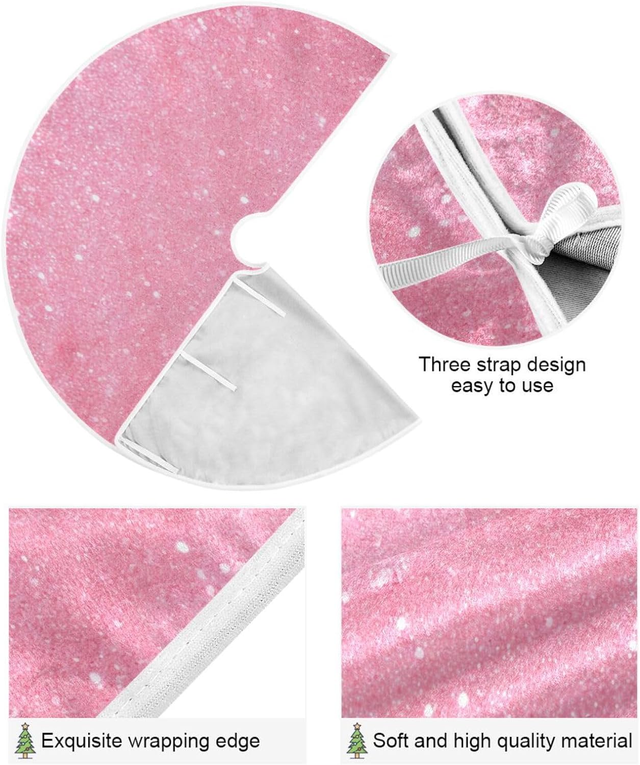 Hidove Glitter Blush Pink Christmas Tree Skirt 47.2