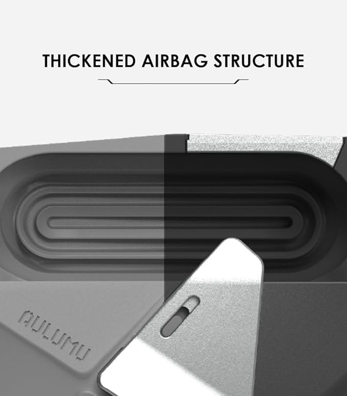 Aulumu A09 Geometric AirPods Pro 2 Case [2nd/1st Generation] with Lock | Protective Cover with Nylon Buckle | Alloy Armour | Compatible with Apple AirPods Pro(2023/2022/2019) - Gray