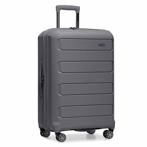 Traveler's Choice Pagosa Indestructible Hardshell Expandable Spinner Luggage, Black, 22
