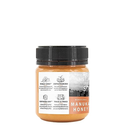 Steens Manuka Honey - MGO 515+ - Pure & Raw 100% Certified UMF 15+ Manuka Honey - Bottled and Sealed in New Zealand - 7.9 oz Jar