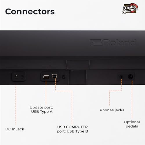 Roland FP-30X 88-Key Digital Piano - Black Bundle with Adjustable Stand, Bench, Sustain Pedal, Online Piano Lessons, Instructional DVD, and Austin Bazaar Polishing Cloth