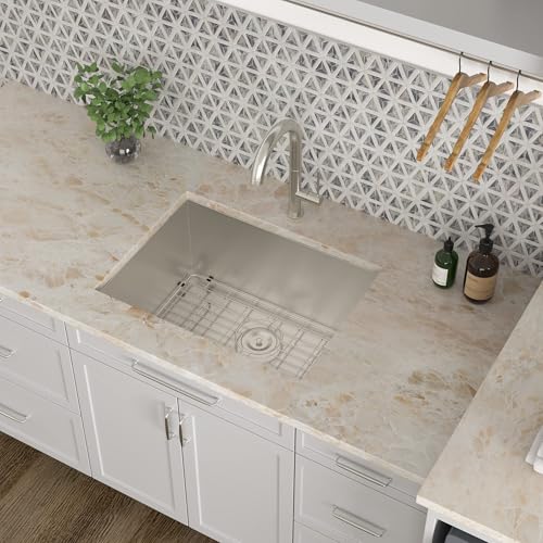 Kichae 12“ Deep Laundry Sink Undermount - 24 Inch Black Undermount Utility Sink Stainless Steel Single Bowl Under Counter Handmade Laundry Utility Room Basin