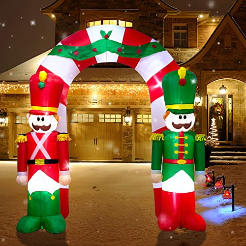 TRMESIA 9FT Christmas Inflatable Arch Outdoor Decoration Xmas Inflatable Nutcracker Soldier Archway Decoration with Lights Outdoor Christmas Blow up Decor Party Props Indoor Yard Holiday Display