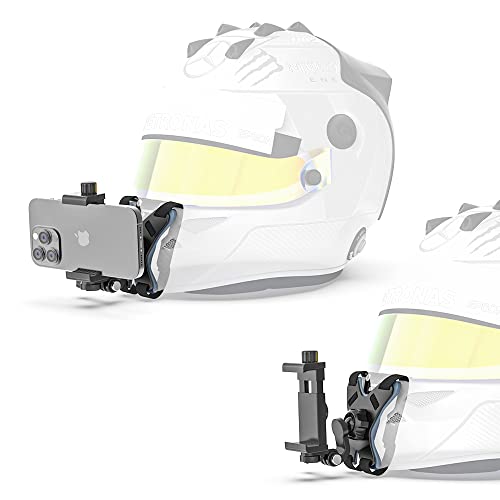 Updated Motorcycle Helmet Chin Strap Mount with Phone Clip Compatible with iPhone 14/14Pro/14 Plus, iPhone 13/13 Pro, iPhone X/XS/XR, Samsung, LG, Pixel, Huawei, Xiaomi and More