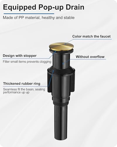 Vessel Sink Faucet, Oil Rubbed Bronze Waterfall Bathroom Sink Faucets, Brass Tall Bathroom Faucet Vanity Faucet 1 Hole Restroom Faucet Single Handle with Pop-up Drain Supply Hose