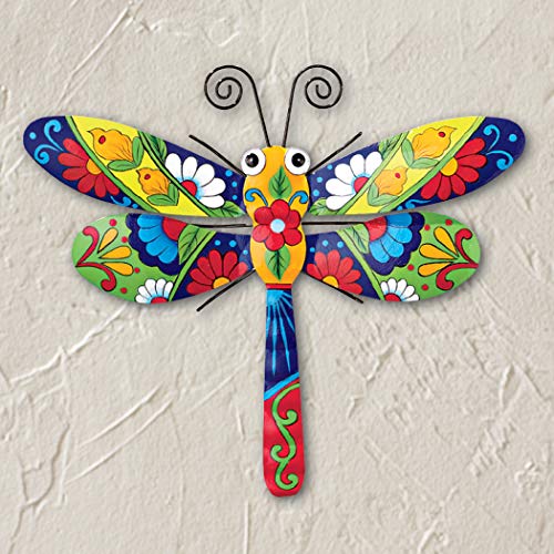 Collections Etc Colorful Metal Mexican Talavera-Style Insect Garden Wall Art for Indoor and Outdoor Decoration, Butterfly