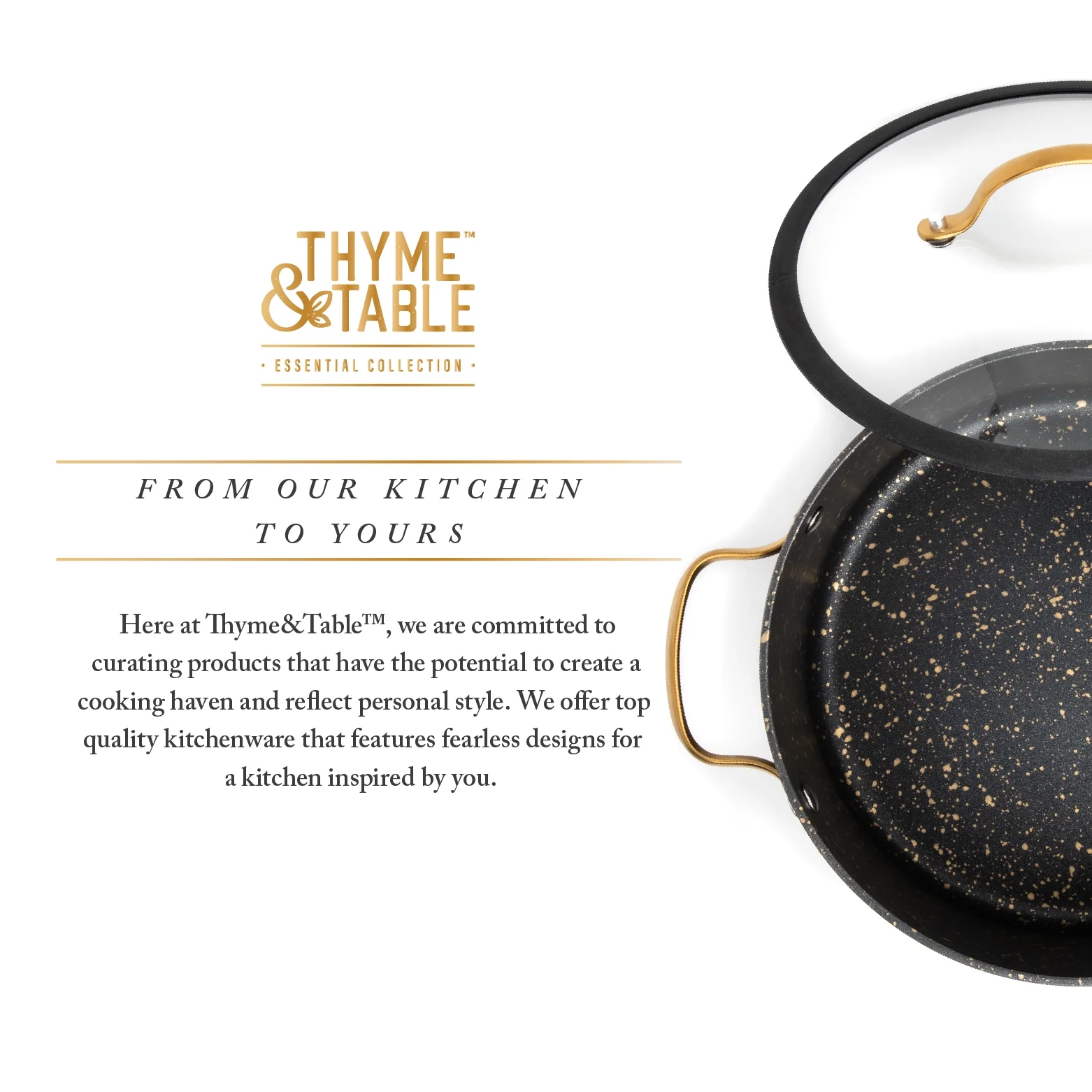 Thyme & Table Non-Stick 5 QT Signature Stock Pot with Glass Lid, Black & Gold