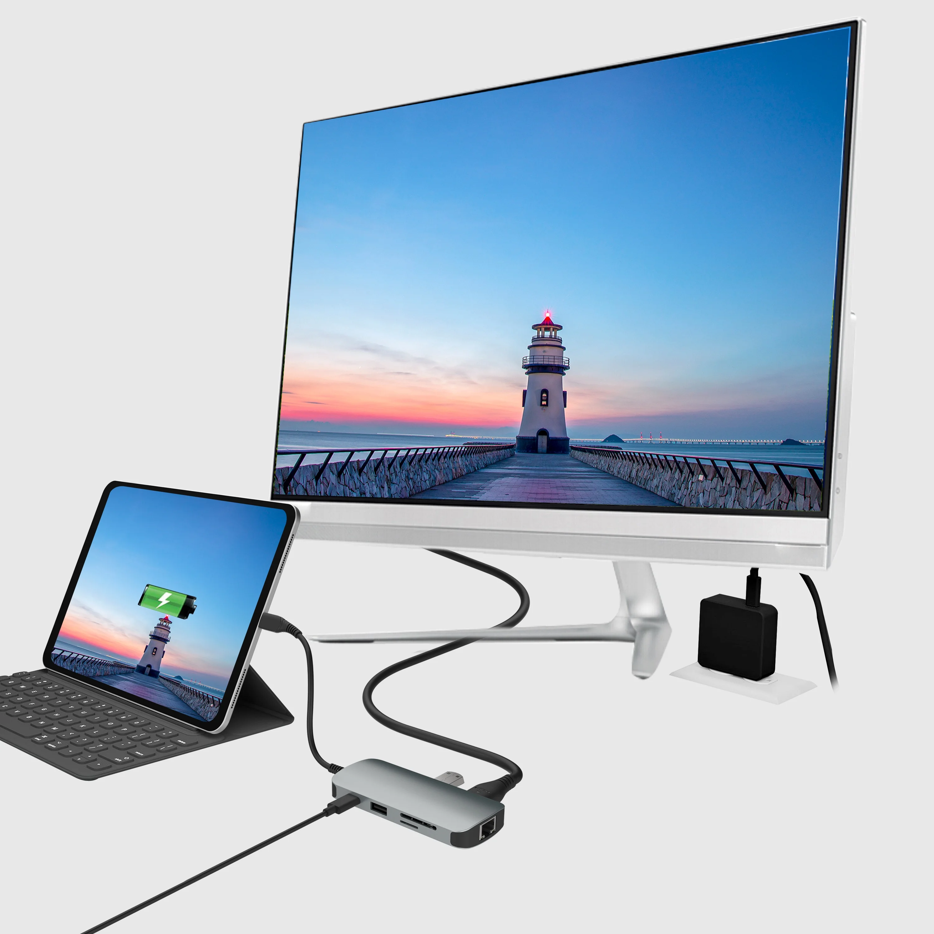 onn. 8-in-1 USB-C Adapter, USB 3.0 and 4K HDMI Compatible