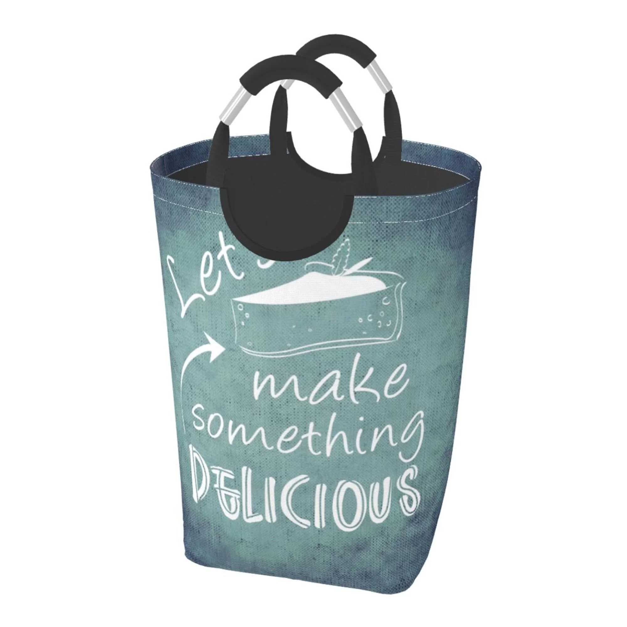 Waterproof Collapsible Laundry Hamper, Cartoon Food Cake Aluminum Handle Laundry Bag Storage Basket, 50L