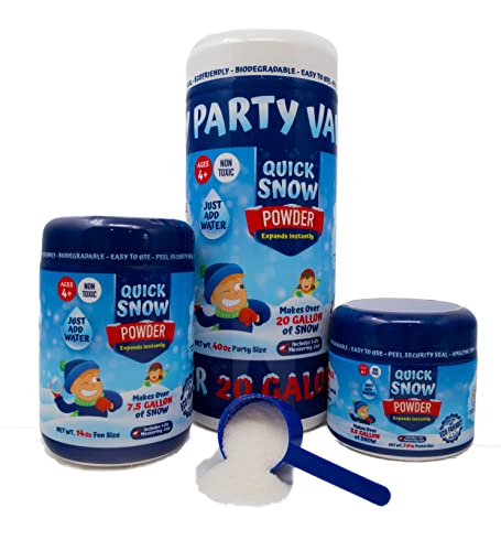 QUICK SNOW POWDER: Instant Snow - Makes 20 Gallon Magic Artificial Fake Snow - Just Add Water - Christmas Decorations Events Outdoor Indoor- STEM Slime Activities- 15 year + - Fun Size 40.0 Oz