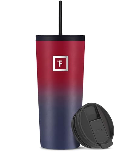 IRON °FLASK Classic Tumbler - Vacuum Insulated Stainless Steel Water Bottle, Double Walled, Drinking Cup, Insulated Travel Mug (Cotton Candy, 24 oz Solid Lid)