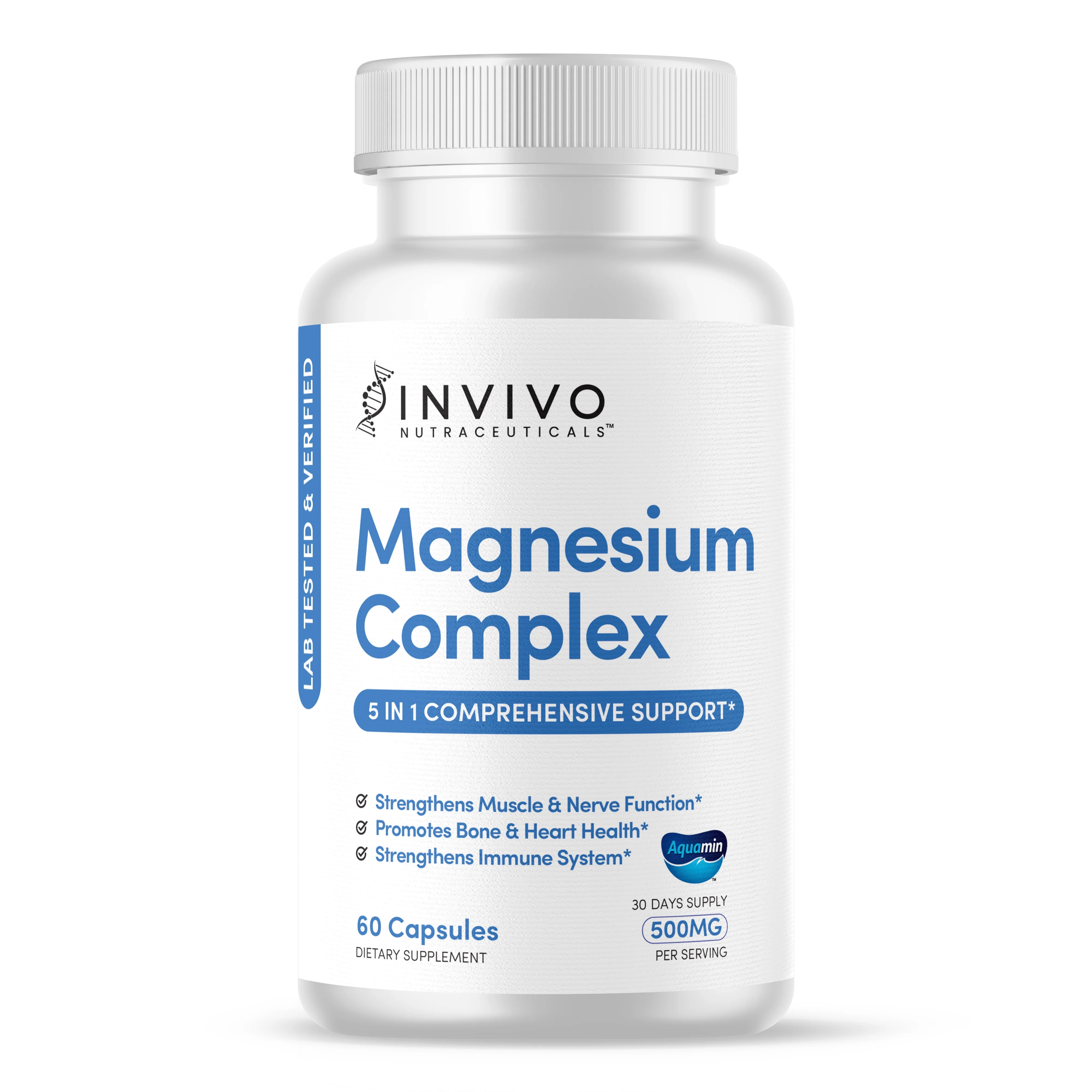 INVIVO Nutraceuticals Magnesium Complex Citrate Hydroxide Malate Oxide & 500 mg 60 Capsules
