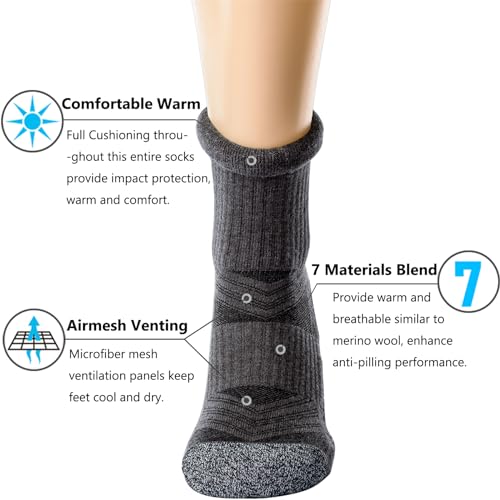 CWVLC Crew Hiking Socks, Cushion, Moisture Wicking, Arch Compression Boot Socks