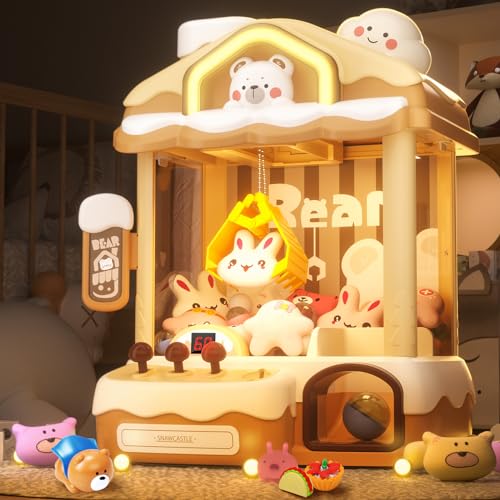 Skirfy Toys Bear Claws Machines for Kids Adults with Sound LED Light, Vending Machine Grabber Prize Dispenser Toys, Claws Machines Toy Electric Claws Game, Birthday Girls Gift
