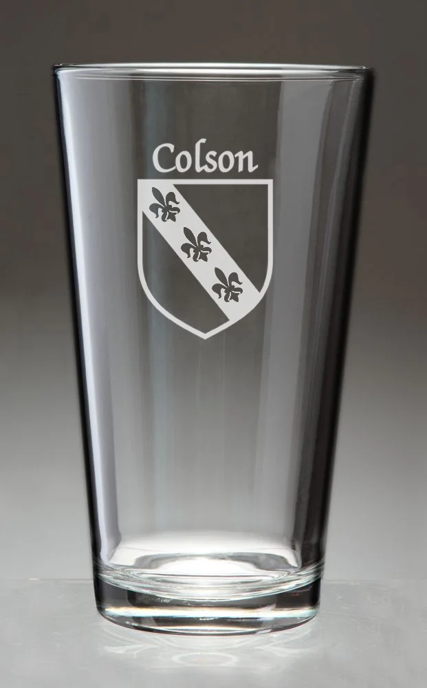 Colson Irish Coat of Arms Pint Glasses - Set of 4 (Sand Etched)