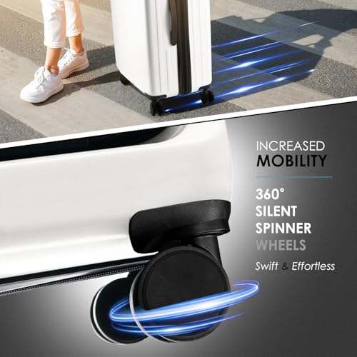 22 Inch Carry On Luggage 22x14x9 Airline Approved, Carry On Suitcase with Wheels, Hard-shell Carry-on Luggage, Durable Luggage Carry-On, Black Small Suitcase with Cosmetic Case