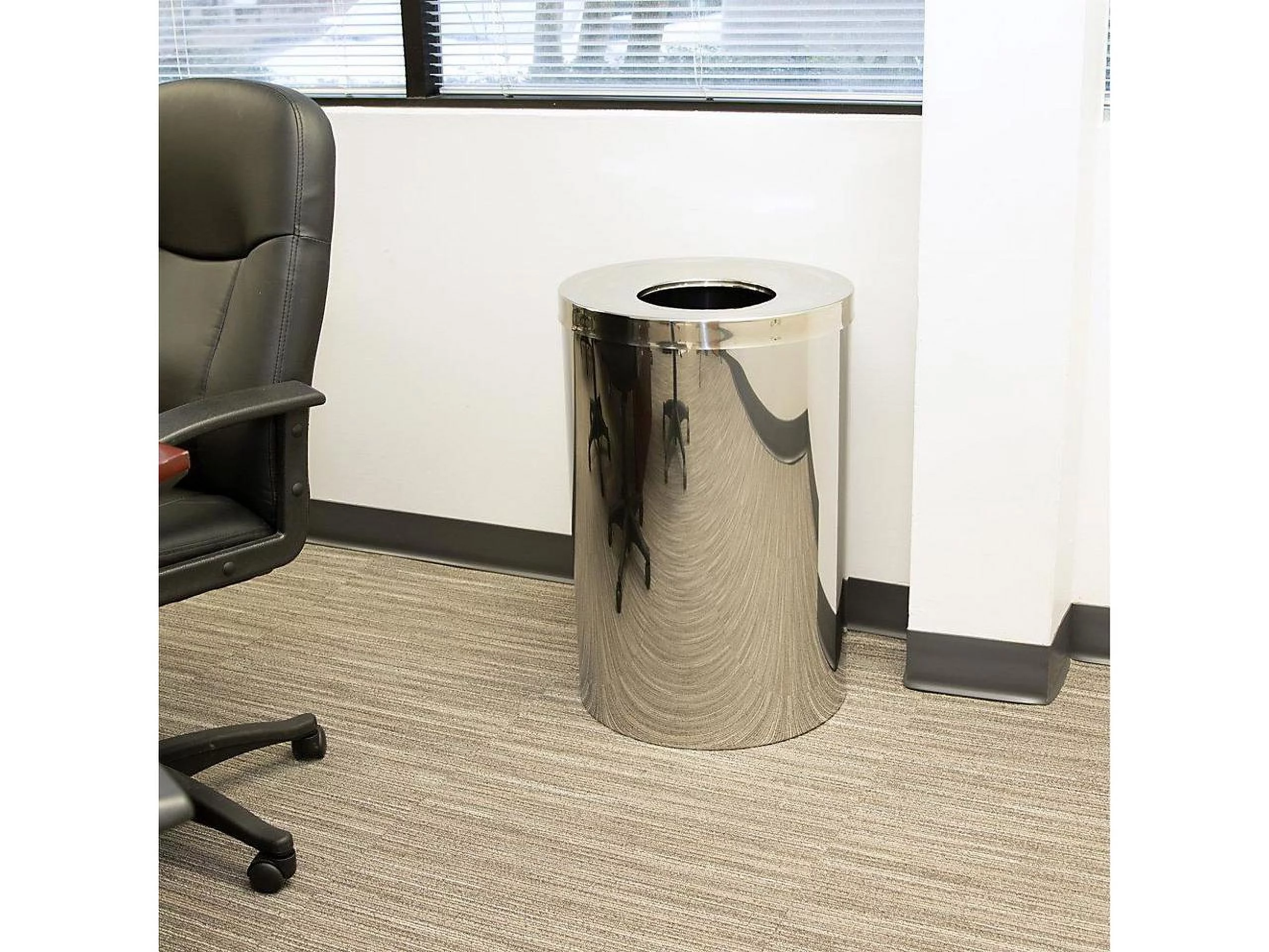 Genuine Joe Wast Receptacle Open-Mouth 30 Gal. Stainless Steel 58895