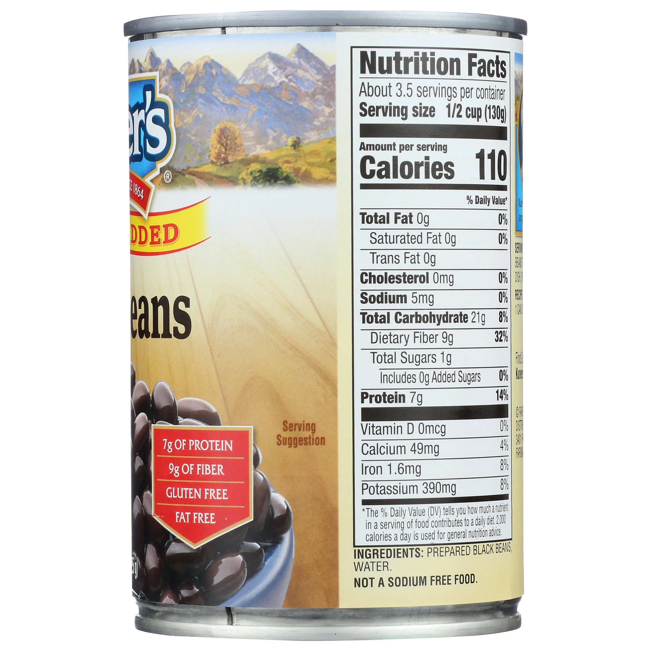 Kuner's Black Beans No Salt Added 15 oz. Can