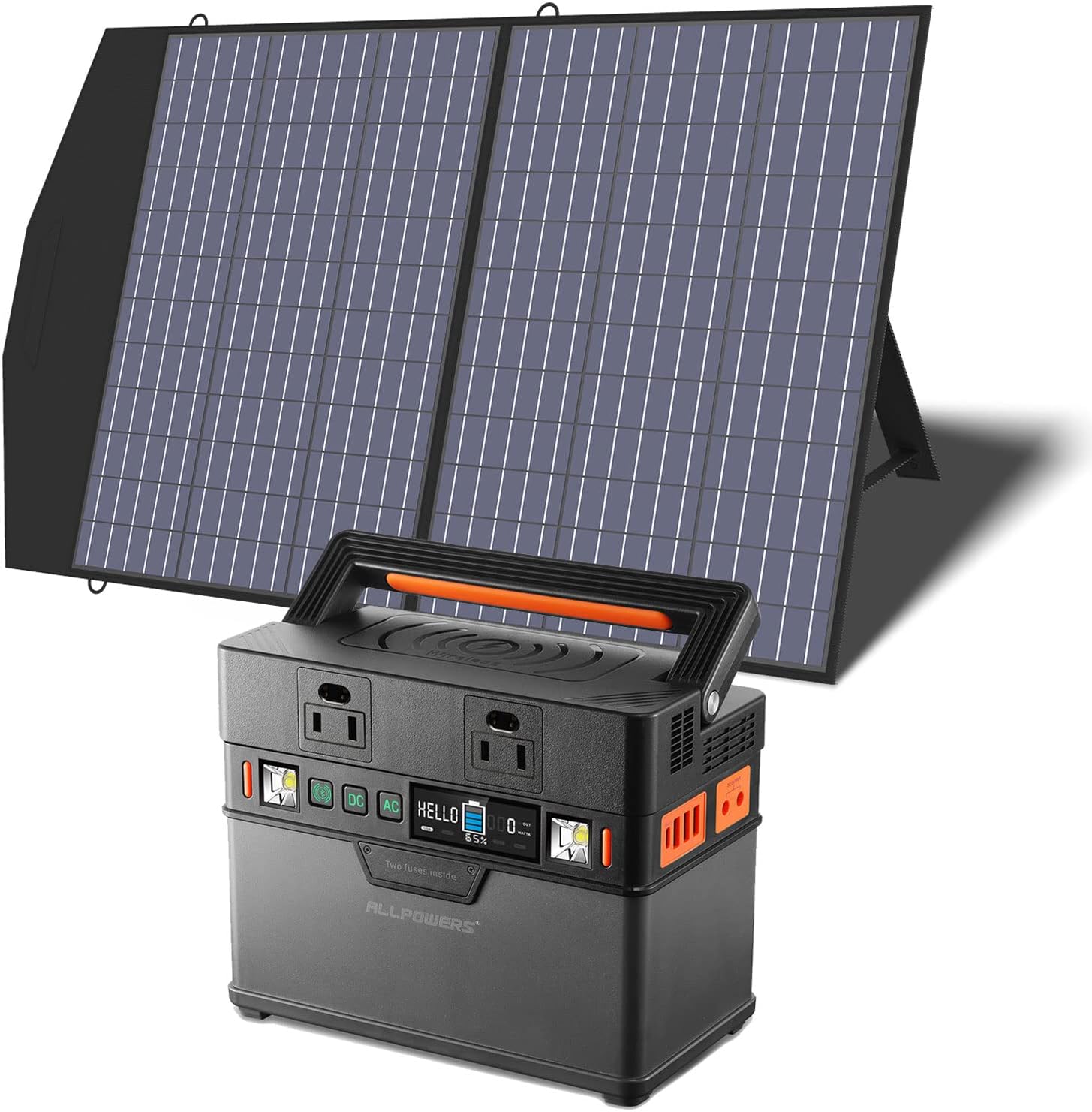 ALLPOWERS 300W Portable Power Station with Solar Panel 100W, 288Wh Solar Generator with Portable Solar Panel included, Solar Power for Outdoor Camping Travel RV Laptop Phone