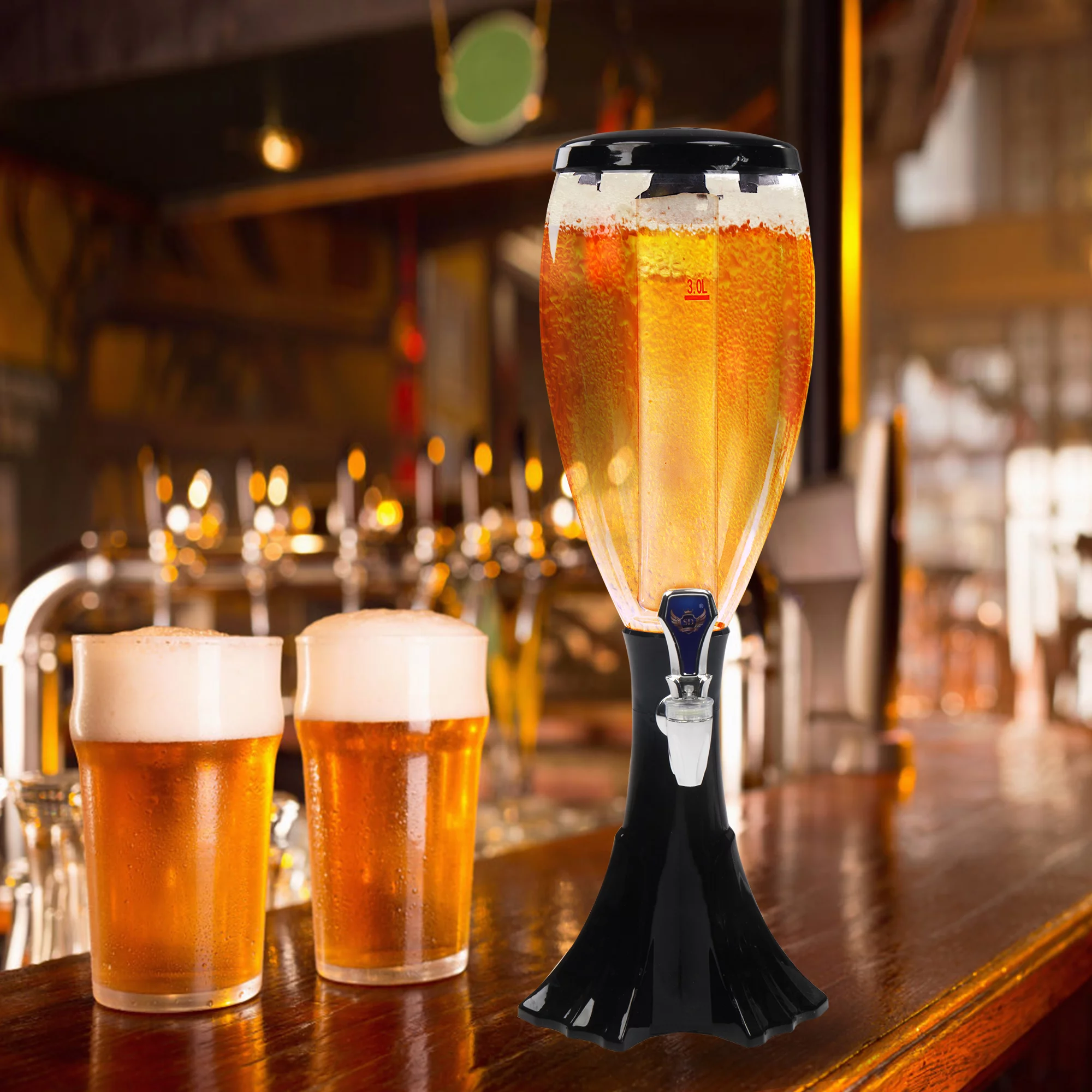 KARMAS PRODUCT 1 Pc Beer Tower 4.5 Liters Drink Beverage Dispenser Plastic with Ice Tube Keep Cold for Birthday Party Bar