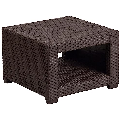 Flash Furniture Seneca Chocolate Brown Faux Rattan Coffee Table