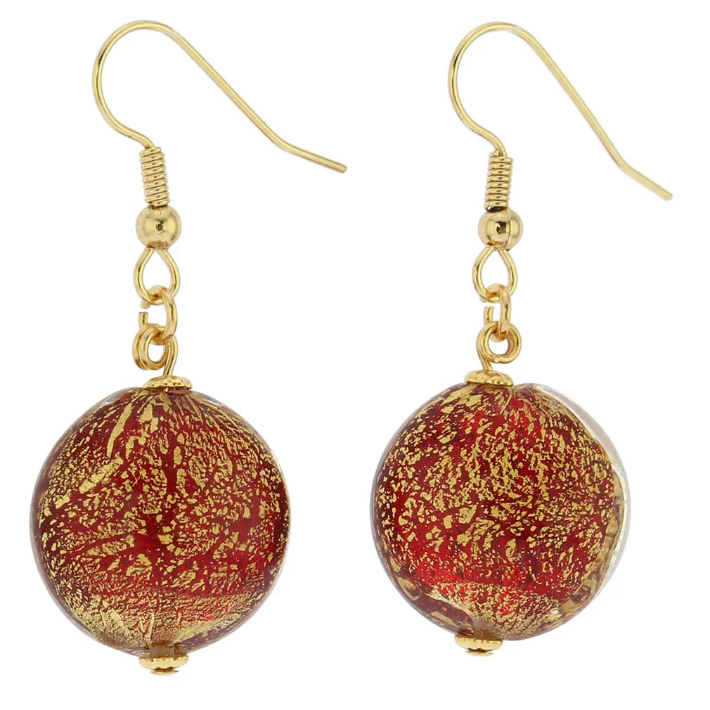 GlassOfVenice Murano Glass Ca D'Oro Earrings - Ruby Red