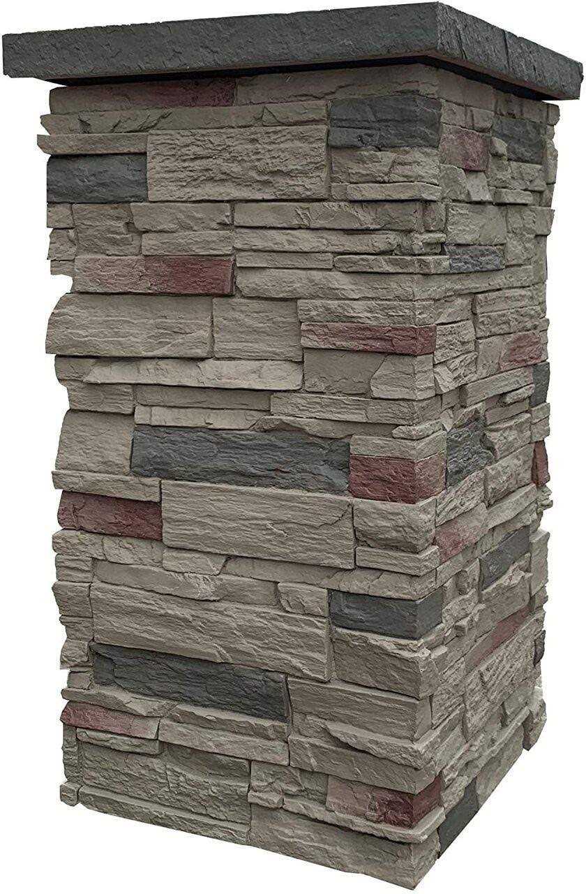 NextStone Country Ledgestone 30 in. x 16 Faux Polyurethane Stone Column Siding Wrap