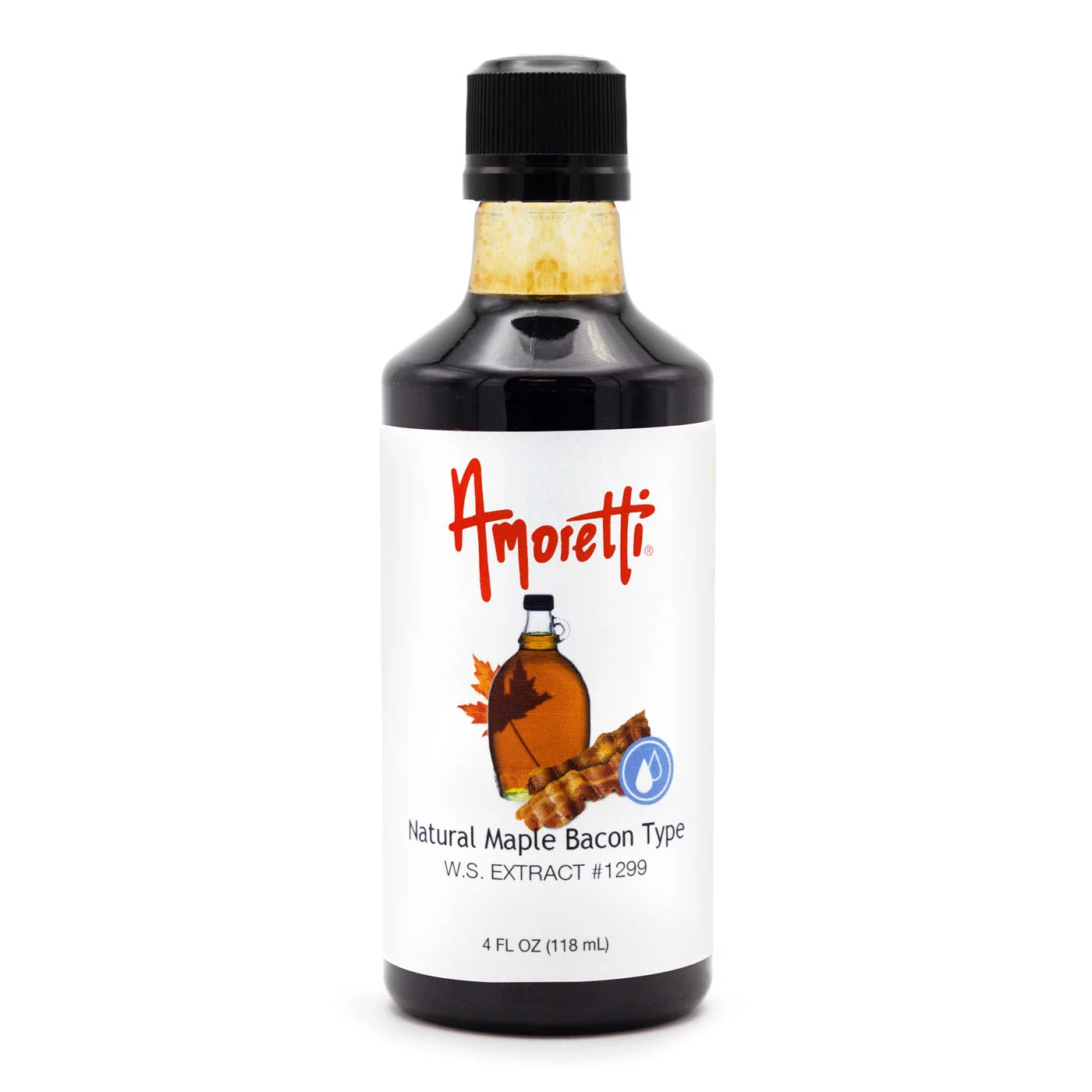 Amoretti - Natural Maple Bacon Type Extract Water Soluble 4 oz - Highly Concentrated & Perfect For Pastry, Savory, Brewing, and more, Preservative Free, Vegan, Kosher Pareve, Keto Friendly