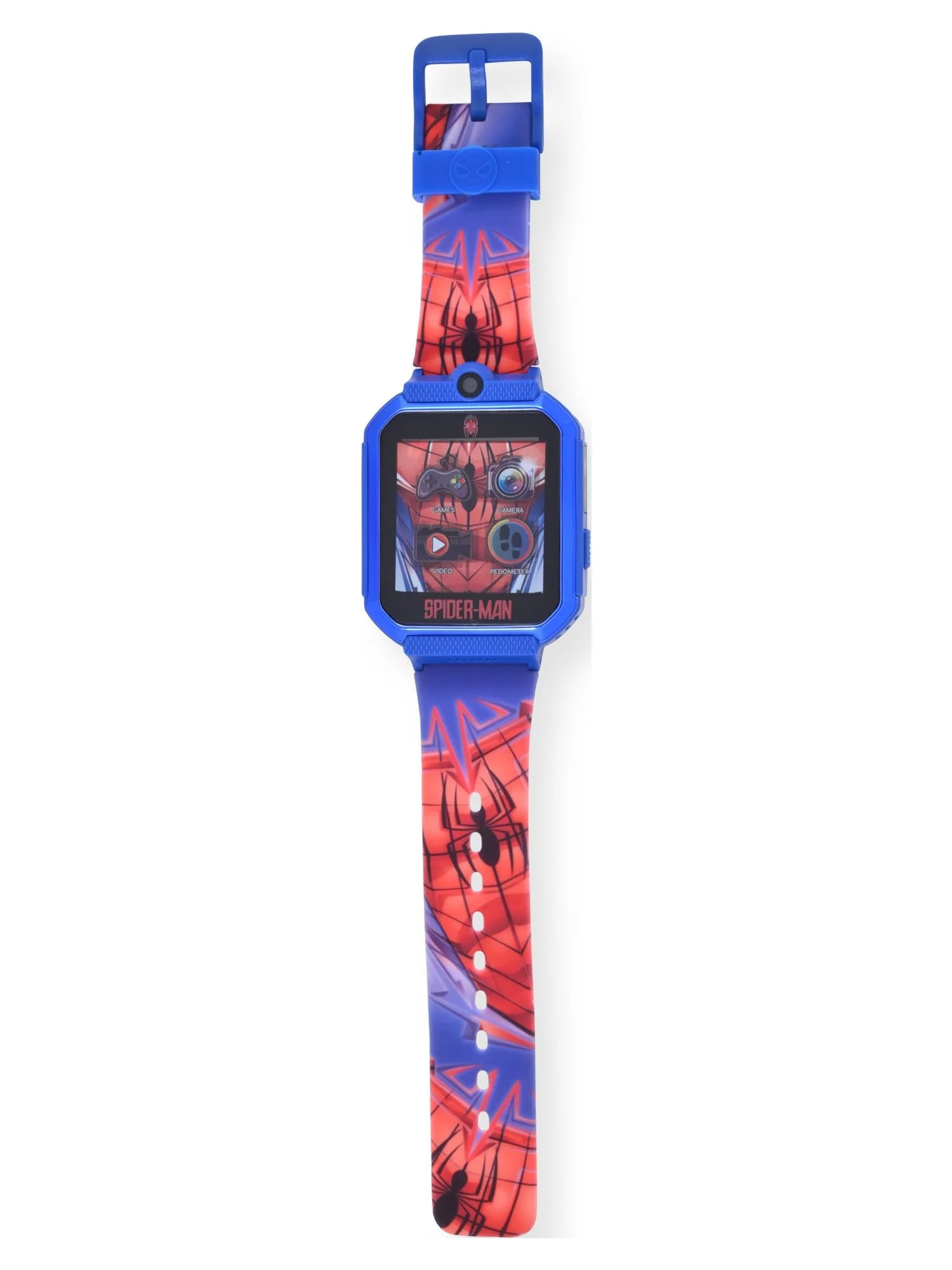 Marvel Spider-Man iTime Unisex Child Smart Watch with Silicone Strap and Metallic Blue Case 42mm