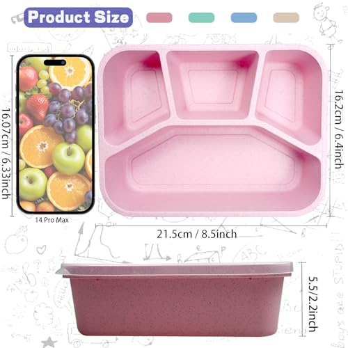8 Pack Bento Box, Lunch Containers Wheat Straw Meal Prep Containers Reusable, Microwave and Dishwasher Safe Lunch Containers for Adults, Bento Lunch Box for Kids