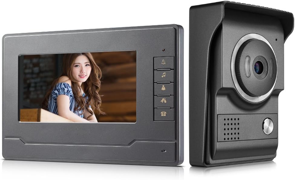 AMOCAM Video Intercom System, Wired 7 Inches Monitor Video doorphone Doorbell System,Video Door Phone HD Camera Kits Support Unlock, Monitoring, Dual-Way Intercom for Villa House Office Apartment