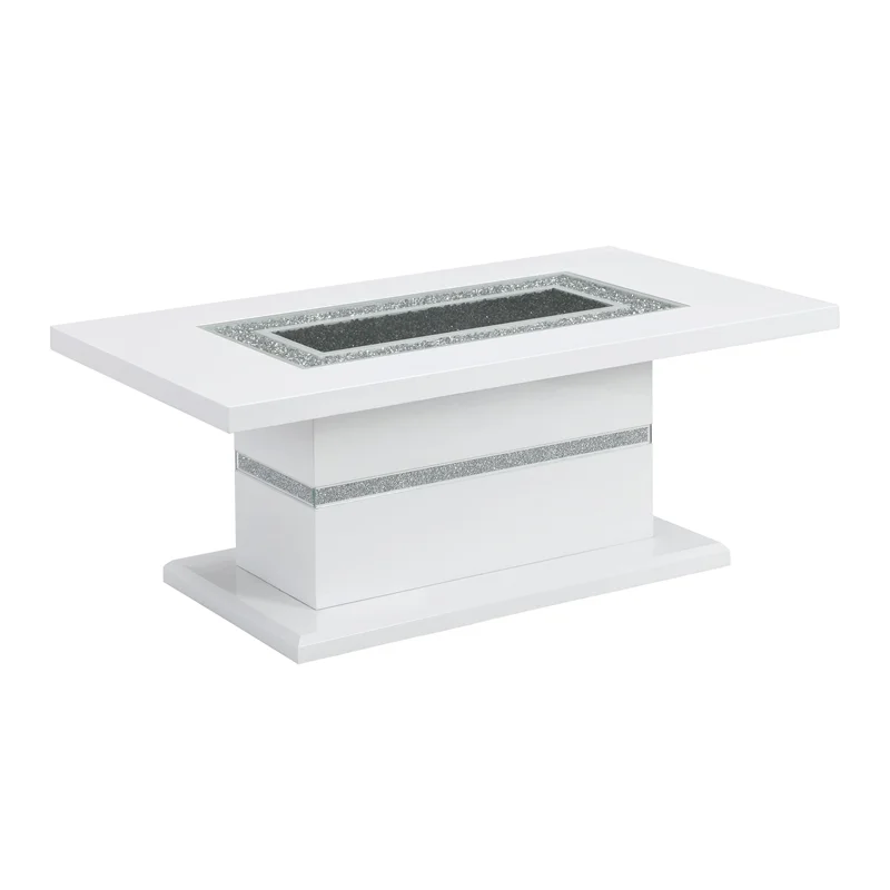 Global Furniture USA Monaco Engineered Wood & Glass Coffee Table in White/Silver