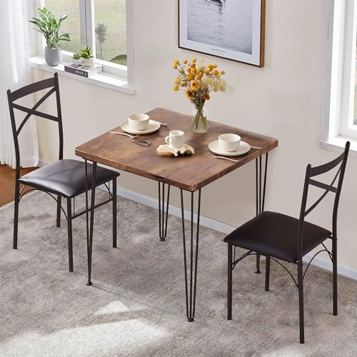 VECELO 5 Piece Dining Table Set for 4, Dinette with Chairs for Kitchen, Breakfast Nook, Small Space,Easy Assembly
