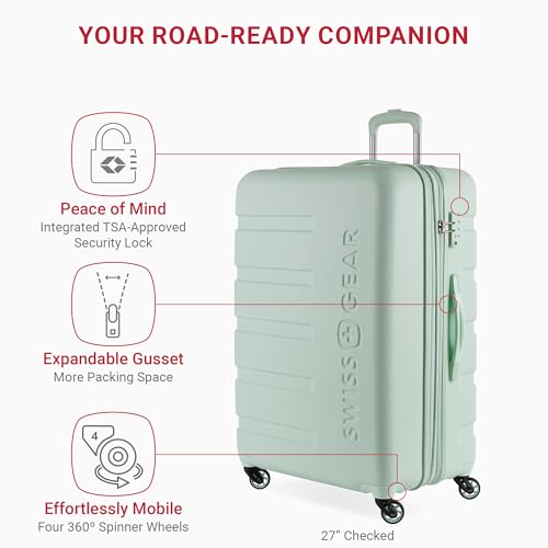 SwissGear 7366 Hardside Expandable Luggage with Spinner Wheels, White, Carry-On 19-Inch